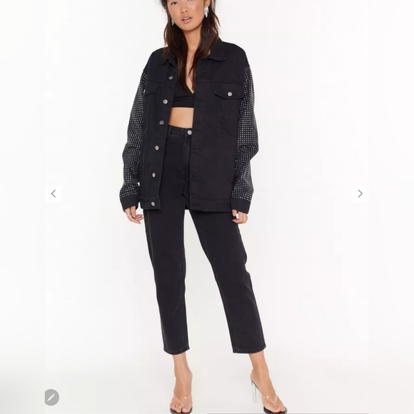 NastyGal Collection-Diamante Denim Jacket Size ,8 - Picture 5 of 12